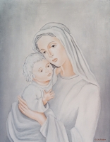 'Madonnina bianca' - Acrilico rit. a olio su tela, 40x50